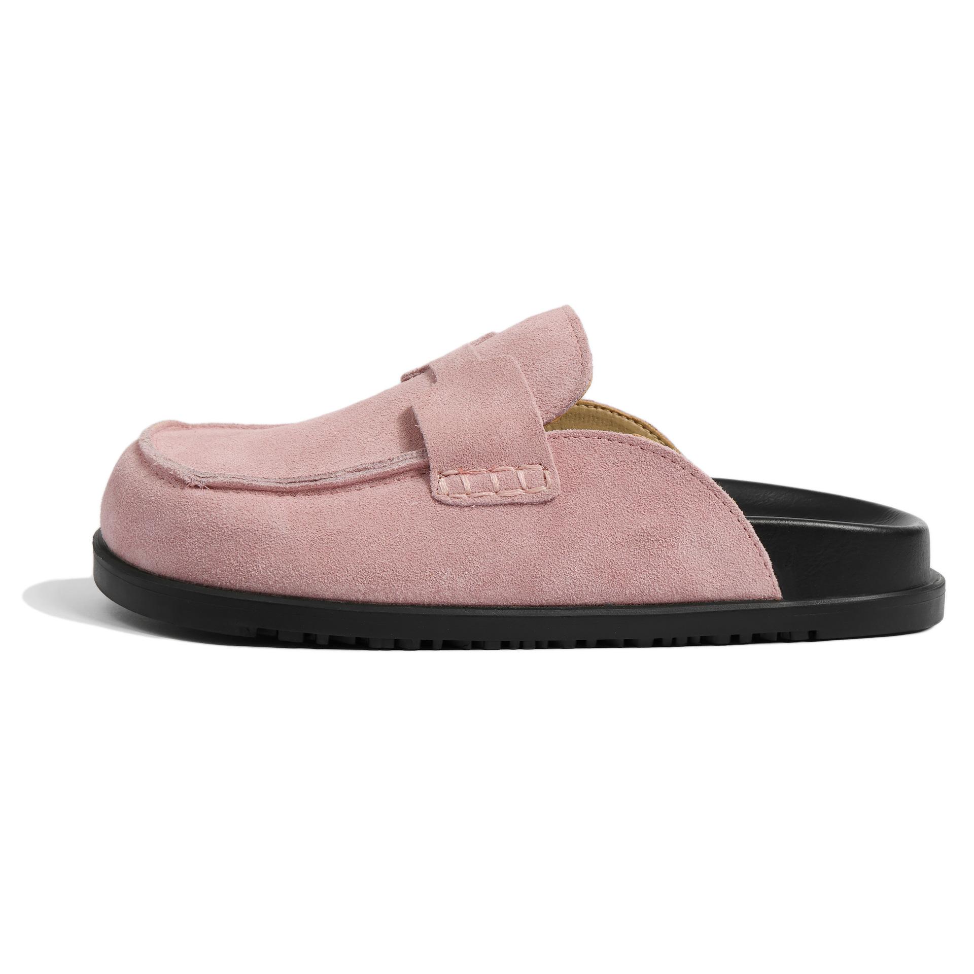 

5 colors to choose from! Leather second uncle Boken shoes women s bag head half slippers 2025 new non-slip soft-soled slippers for outer wear 40