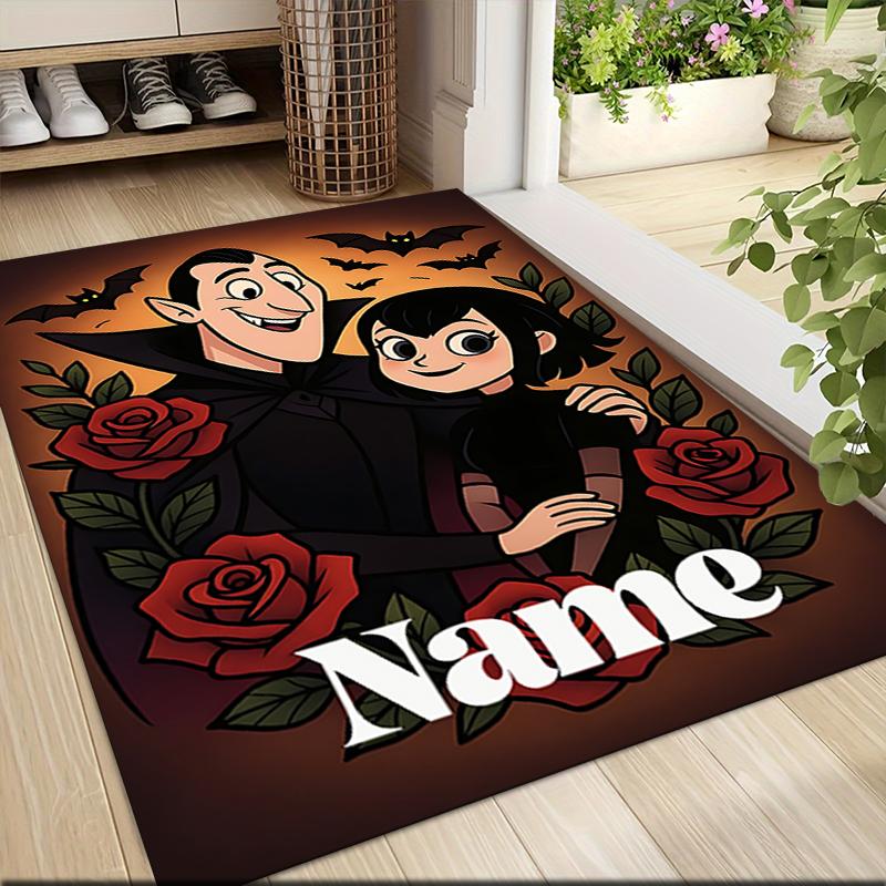 Custom Name Unicorn Pink Flowers Carpet Rug Customizable Soft Washable Anti-Slip Home Living Room Sofa Mats Personalized Rug. 0909122