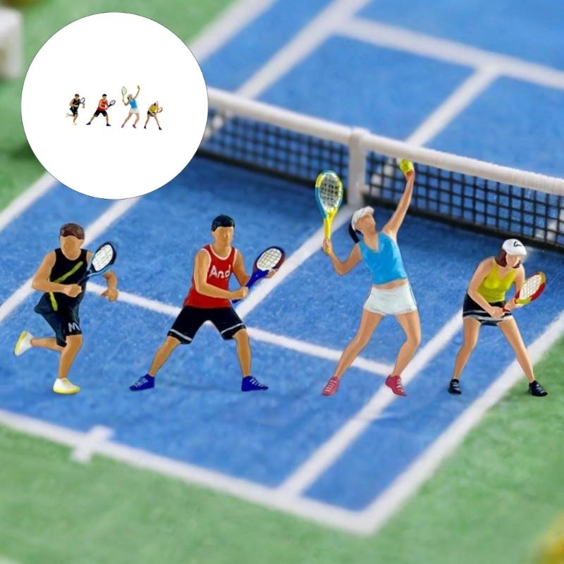 Realistic Tennis Player Figure Model for Architectural Displays Dioramas Props 1:64 Scale Hand Painted Miniature Figures