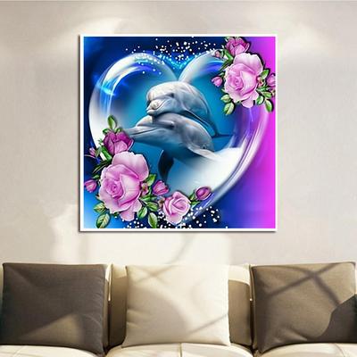 5D-Diamantgemälde zum Selbermachen, niedlicher Delfin, Diamant-Stickerei, komplettes Lay-Anime-Kreuzstich-Set, Heimdekoration, handgefertigtes Geschenk