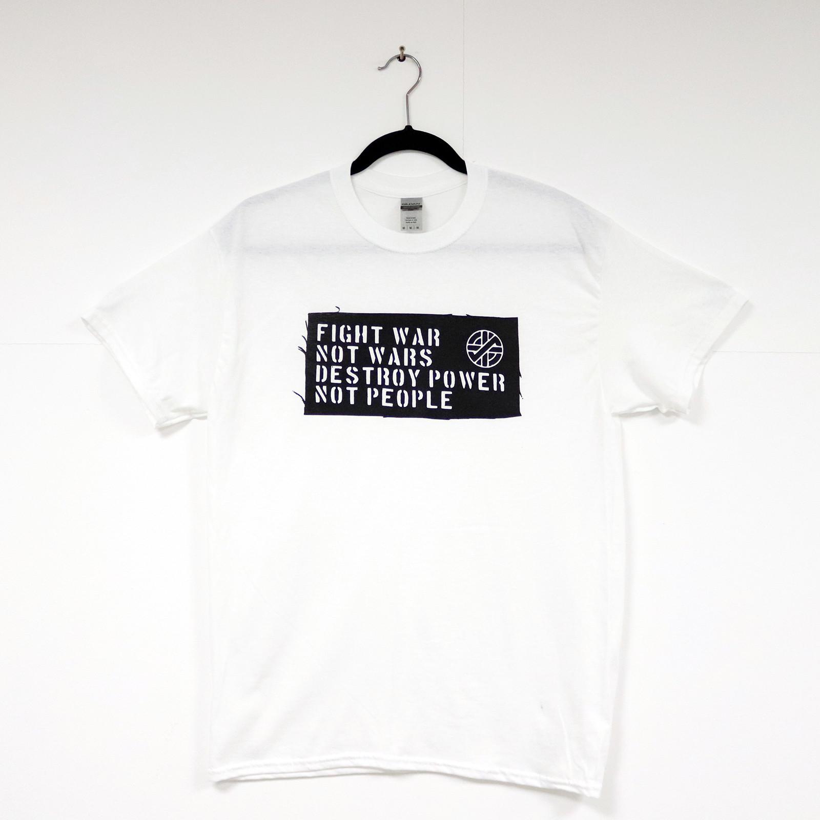 26 Crass - Fight War Not Wars Destroy Power Not People T-Shirt Anarcho Punk UK82 Unisex T-Shirt M