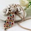 Collana lunga multicolore del maglione di cerimonia nuziale del strass del pavone delle donne di modo
