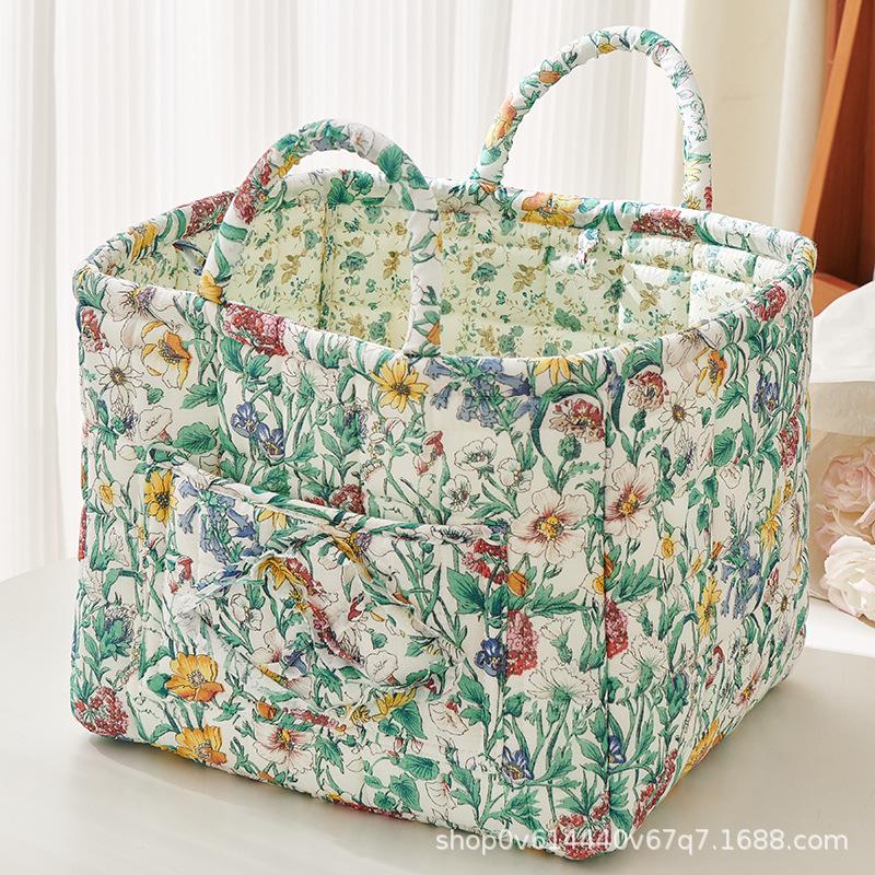 Portable Floral Foldable Storage Basket for Home Textiles and Underwear Organizer