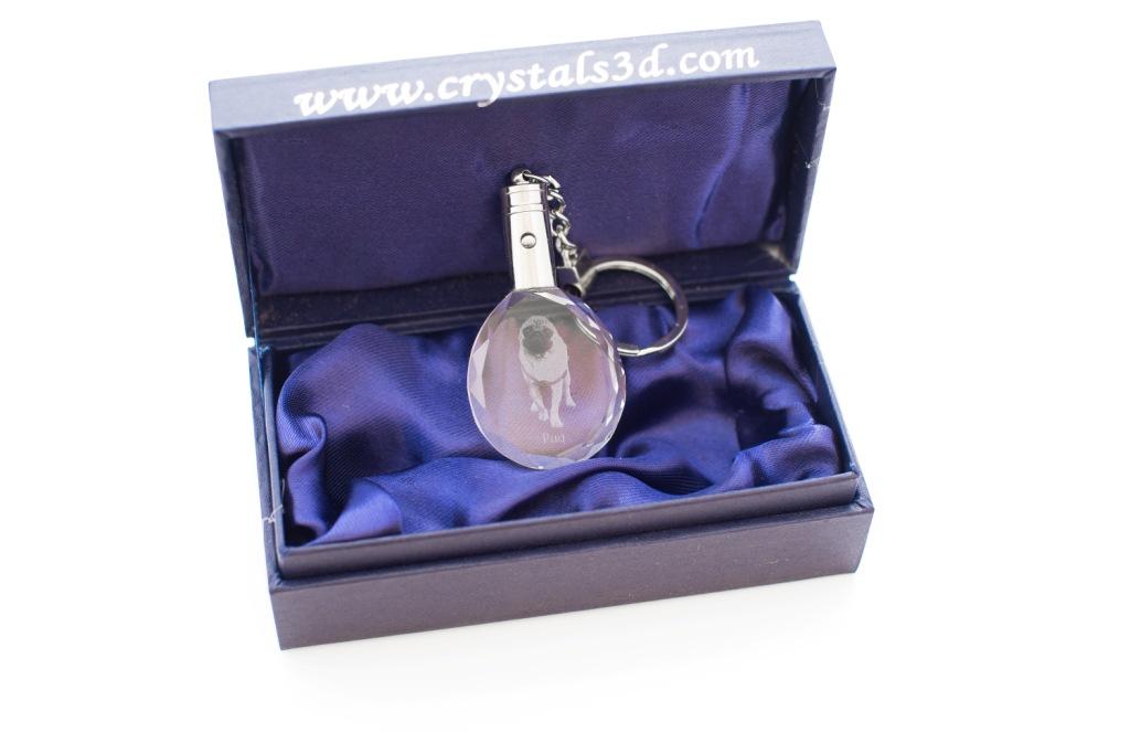 Pug - pendant with a photo of a dog, crystal key ring in a gift box, a unique gift by Art-Dog