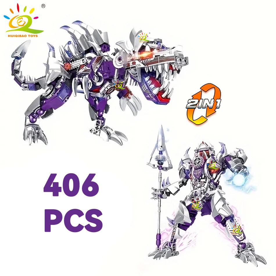 HUIQIBAO 2v1 Svět Jurských Dinosaurů Stavebnice Město Triceratops Velociraptor Dino Park Kostky Dětská Hračka