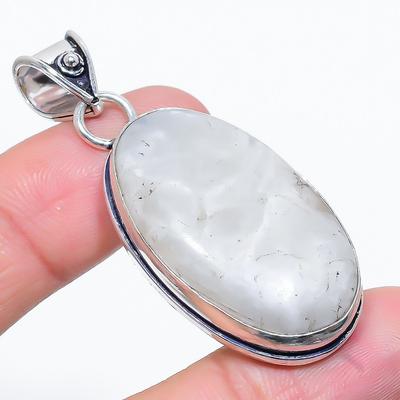 Natürlicher Regenbogen-Mondstein Edelstein 925 Sterling Silber Anhänger 2.17" S6t52