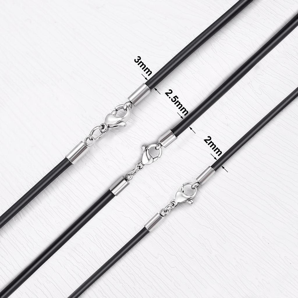 2/2.5/3mm Simple Rubber Rope Necklace For Men Women Fashion Jewelry Gift Casual Round Neck Black Necklace