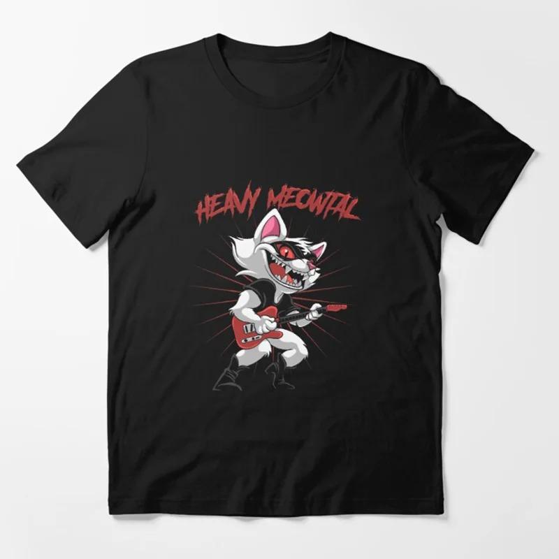 2026 Funny Cat Meowtallica Cat Rock Music Printed Cotton Tshirt Unisexs Summer Casual Top Short Sleeve Classic Male Unisex Tee