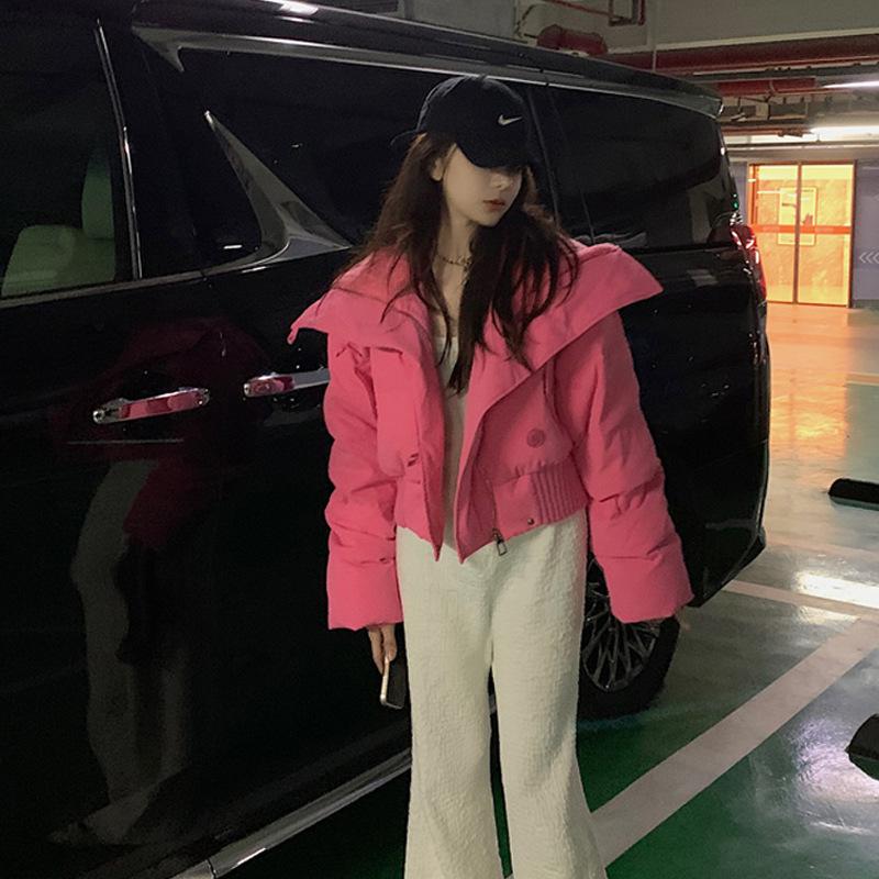 Winter new lapel short casual down cotton-padded jacket for women's small design cotton-padded jacket