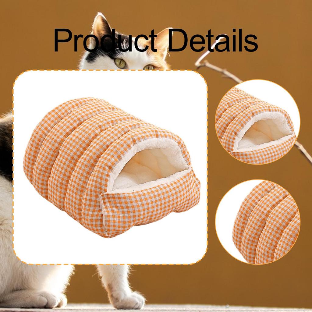 Self Heating Dog Cat Bed Flannel Kennel Cave House Cozy Cat Hideout Removable Pillow for Indoor Cat Enclosure