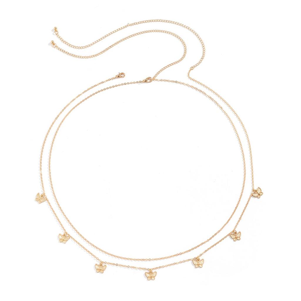 Classic Retro Cute Butterfly Waist Belly Chain for Women Summer Beach Sexy Simple Body Chain Vacation Zircon Accessories Gift