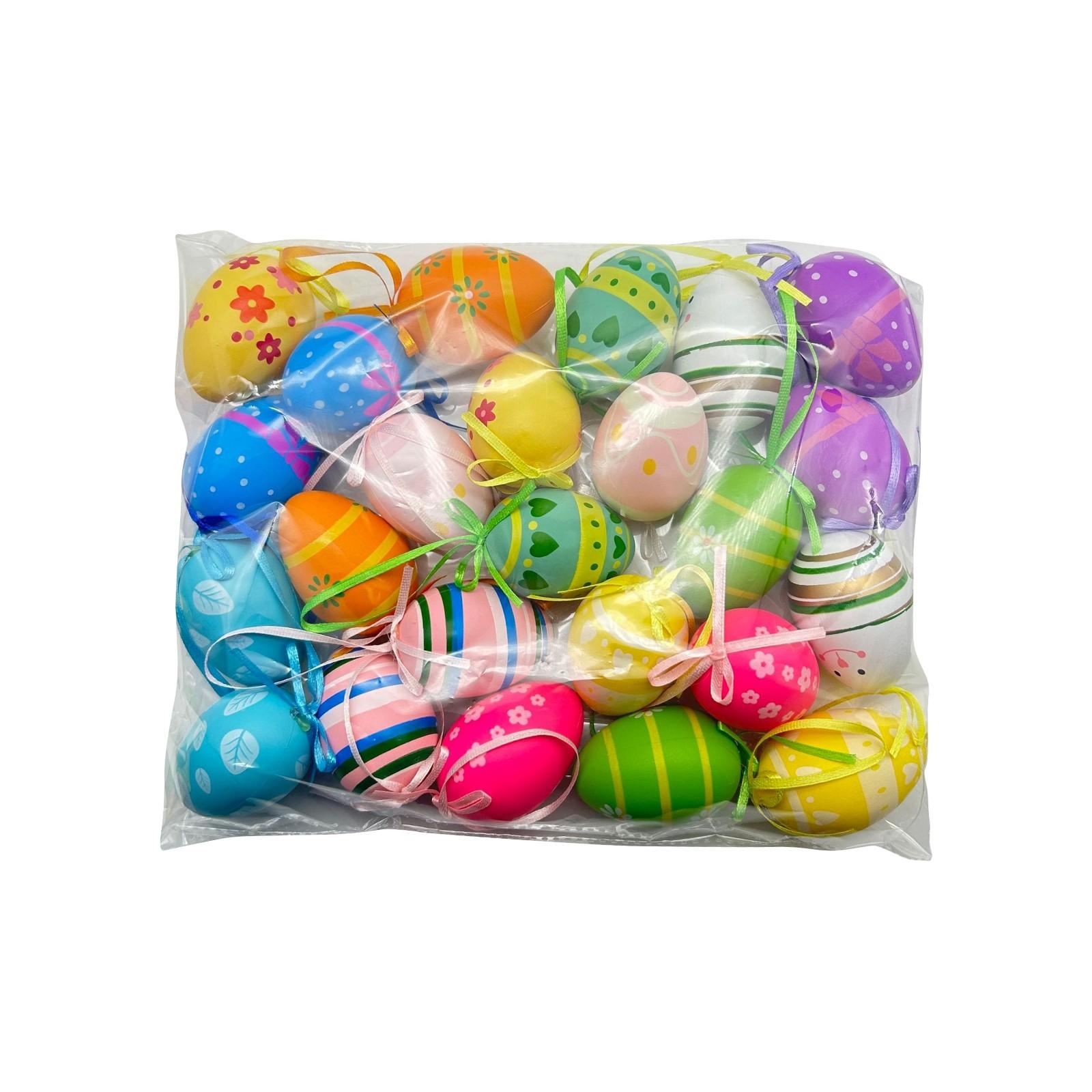 

12 шт. Яйца с пасхальным узором, подвесные, раскрашенные, имитация, пластиковые яйца для вечеринки One Size