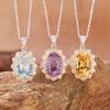 Millennium Cut Natural Topaz Amethyst Citrine Necklace Women'S S925 Sterling Silver Color Treasure Jewelry Pendant