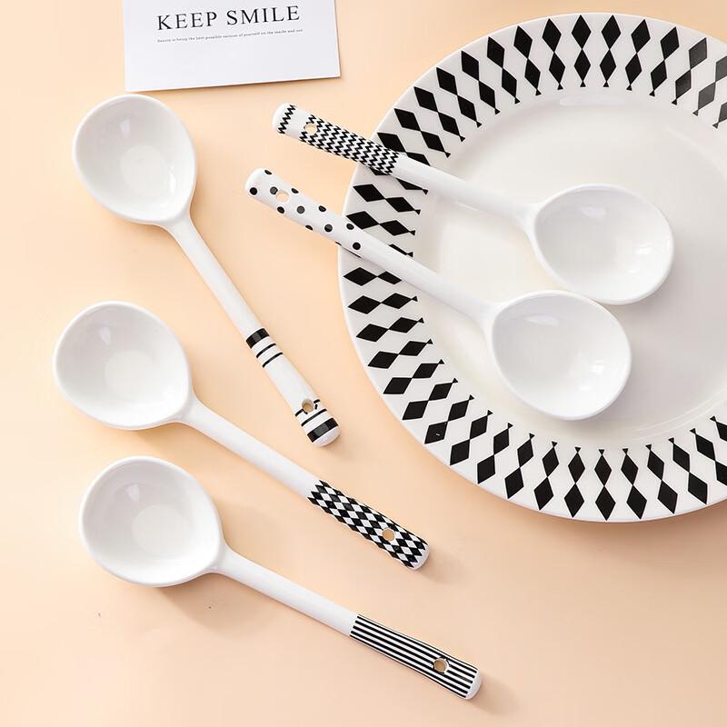 Hepburn Style Ceramic Long Handle Soup Spoon