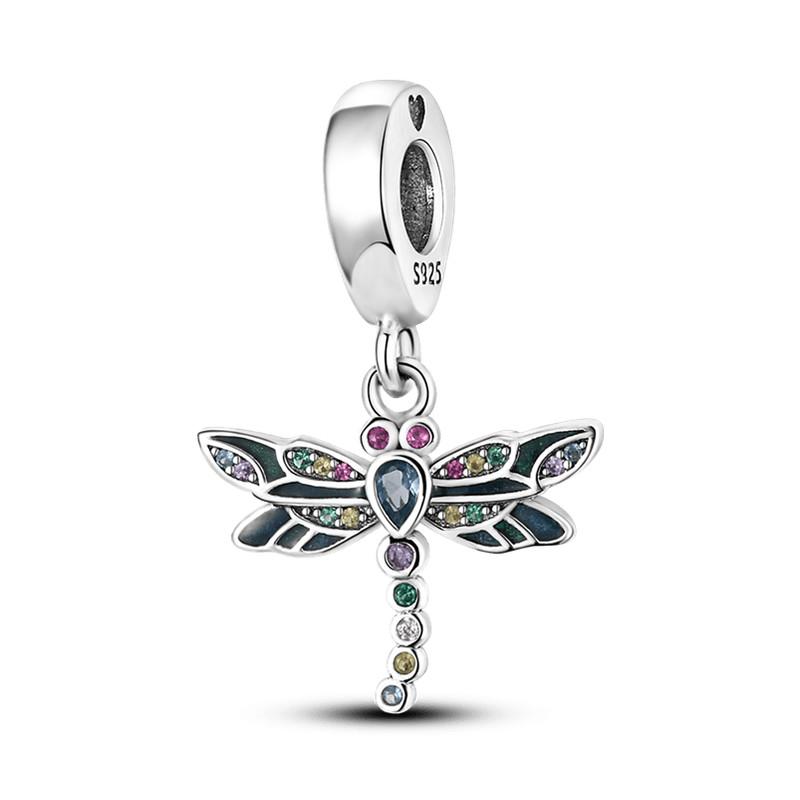 925 Sterling Silver Glow Firefly Butterfly Charms Fit Módní Originální náramky Dragonfly Bee Hmyz korálky Vlastní výroba šperků
