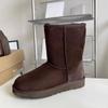 Women Winter Platform Snow Boots Warm Faux Suede Ankle Boots Thick Furry Lining Non‑Slip Short Booties For Cold Weather