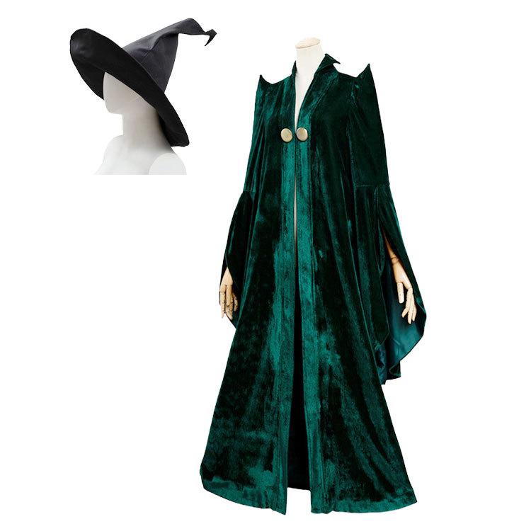 Minerva McGonagall Cosplay Costume Hogwarts Headmistress Robe Halloween Role Play Outfit