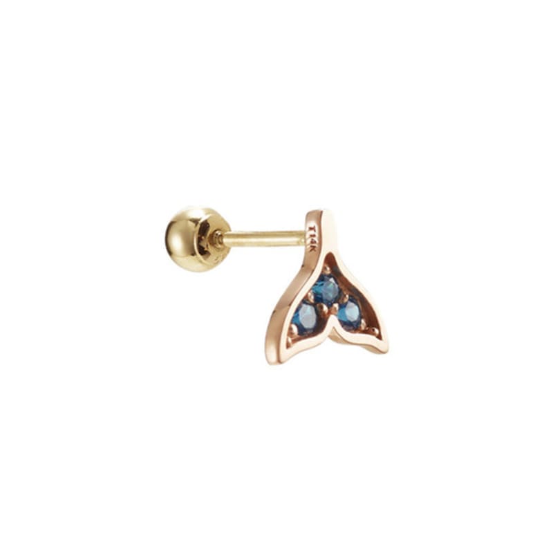 

Tirr Lirr 14K Pink Gold Blue Cubic Tail Piercing TEPK4P00285M(PC)-3 single type