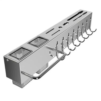 Kitchen Utensil Holder Adhesive Kitchen Rail with Hooks 50cm Kitchen Tool Holder Stainless Steel Dangling Utensil Holder for