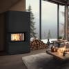 Modular fireplace KRATKI FLOKI BOX left 8 kW Ø 160 quartz sinter NERO ASSOLUTO self closing door