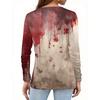 Women's T Shirt Tee HAlloween Print Button Long Sleeve Daily Weekend Fashion Basic V- Neck Regular Top