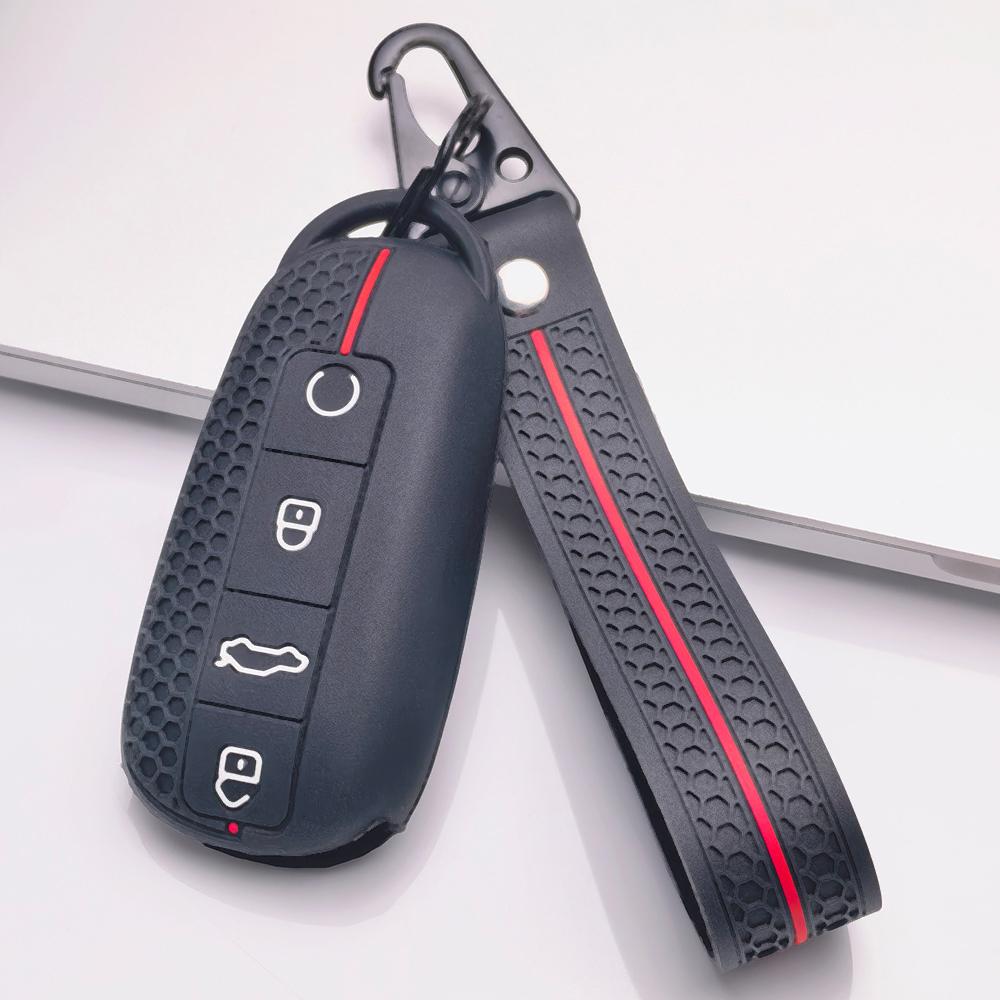 Silicone Car Keychain Strap for Chery Tiggo 7 Pro Arrizo 8 OMODA 5 Jetour Traveler Dashing Honeycomb Texture Shockproof Anti Lost Key Ring Holder