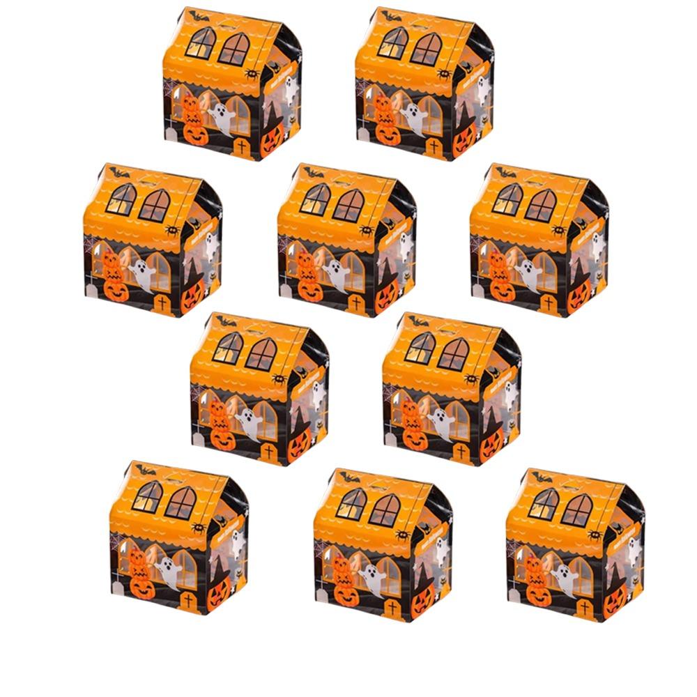 10Pcs Non Candy Snack Packaging Box Cartoon Ghost House Cookie Box  Themed Party Supplies