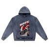 DTG print Knitted Denim Zip-Up Hoodie Dope Brother Print Zipper Hoodies  