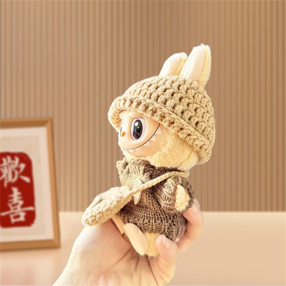 Doll Clothes Set with Knitted Sweater/Hat/Bag for 17cm Vinyl Figures Outfit Doll Accessories (No Doll)