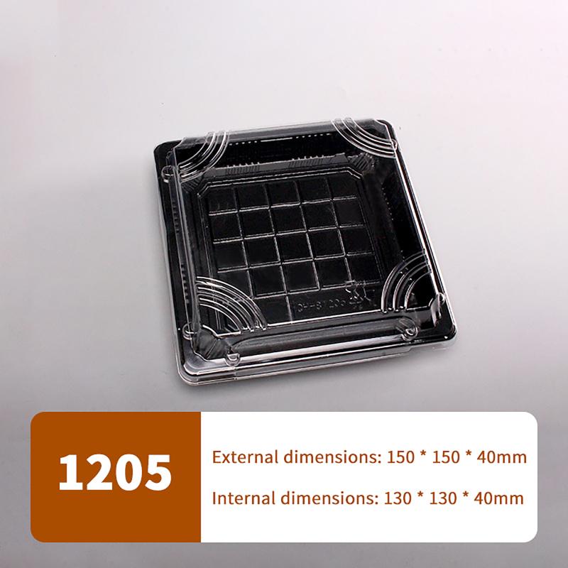 10 Pcs Disposable Sushi Box Home Takeaway Beef Lamb Sliced Salmon Covered Packaging Box Square Sushi Plate Meal Box Containers