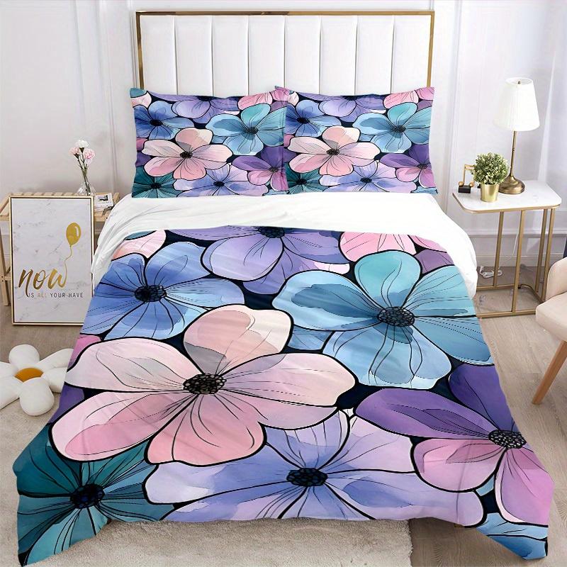 3Pcs Floral Pattern Printed Bedding Set, Breathable And Soft, Machine Washable, Christmas Gift, Suitable for Bedroom Decoration, 15167