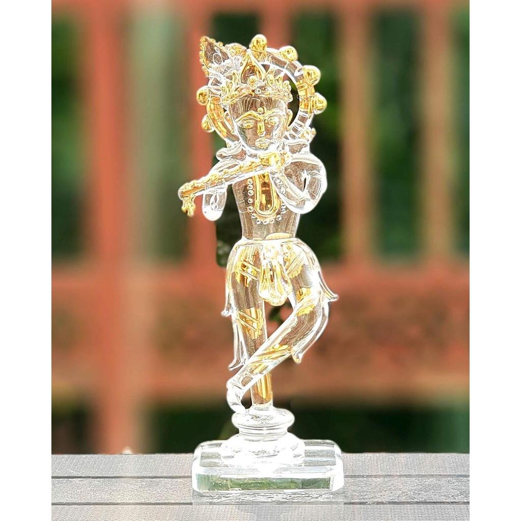 Krishna Kishan Murti Idol Statue Sculpture (5.25") | Crystal Glass