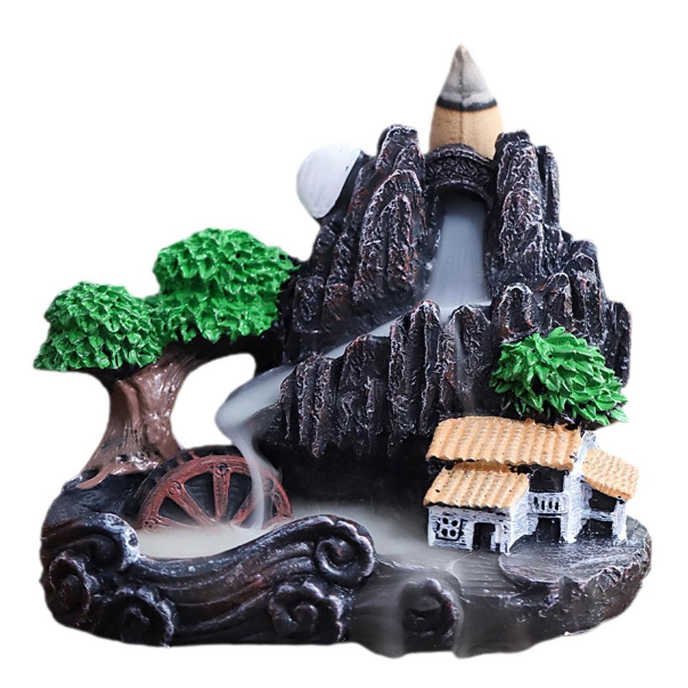 Waterfall Incense Burner Mountains River Shaped Incense Burner Home Decor Backflow Fragrance Aroma Fountain Zen Decor Burner