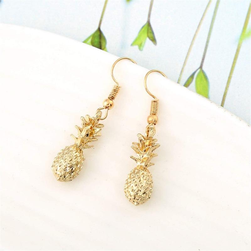 Fruit Pineapple Alloy Drop Earrings Vintage Gold Color Pendant Earrings for Women Party Charm Jewelry Accessories