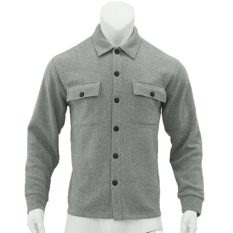 Spring and Autumn Casual Men's Fleece Lapel Top Single-breasted Solid Color Slim-fit Jacket