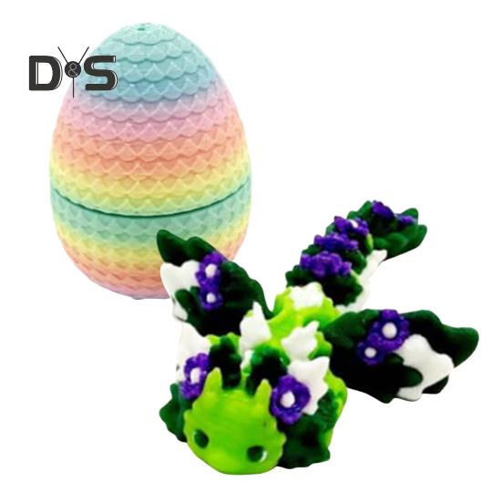 Kleines mysteriöses Drachenei. 3D-gedrucktes Drachenornament. Kräftige Farbe. Realistisch aussehendes Osterei mit voll beweglichem Drachen.