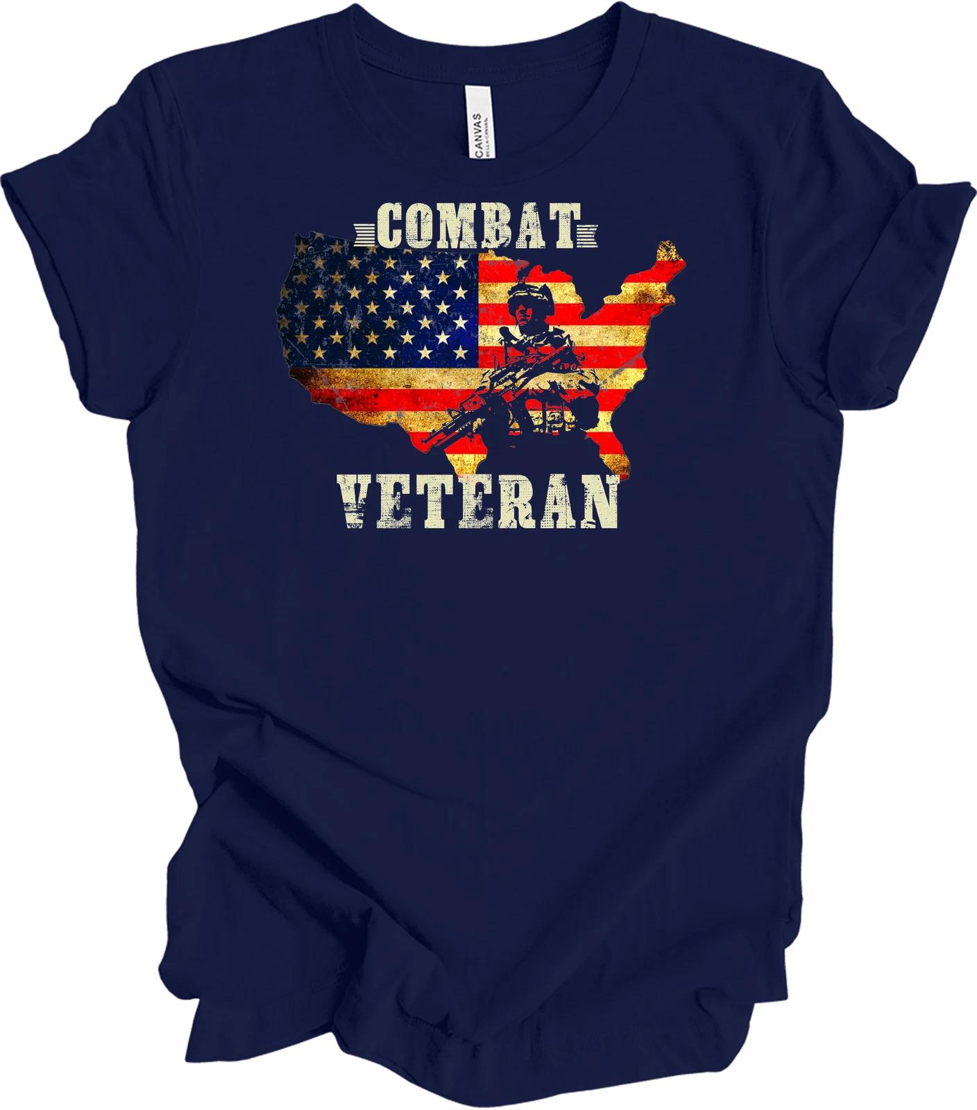 Combat Veteran T-Shirt - Patriotic USA Flag Design S