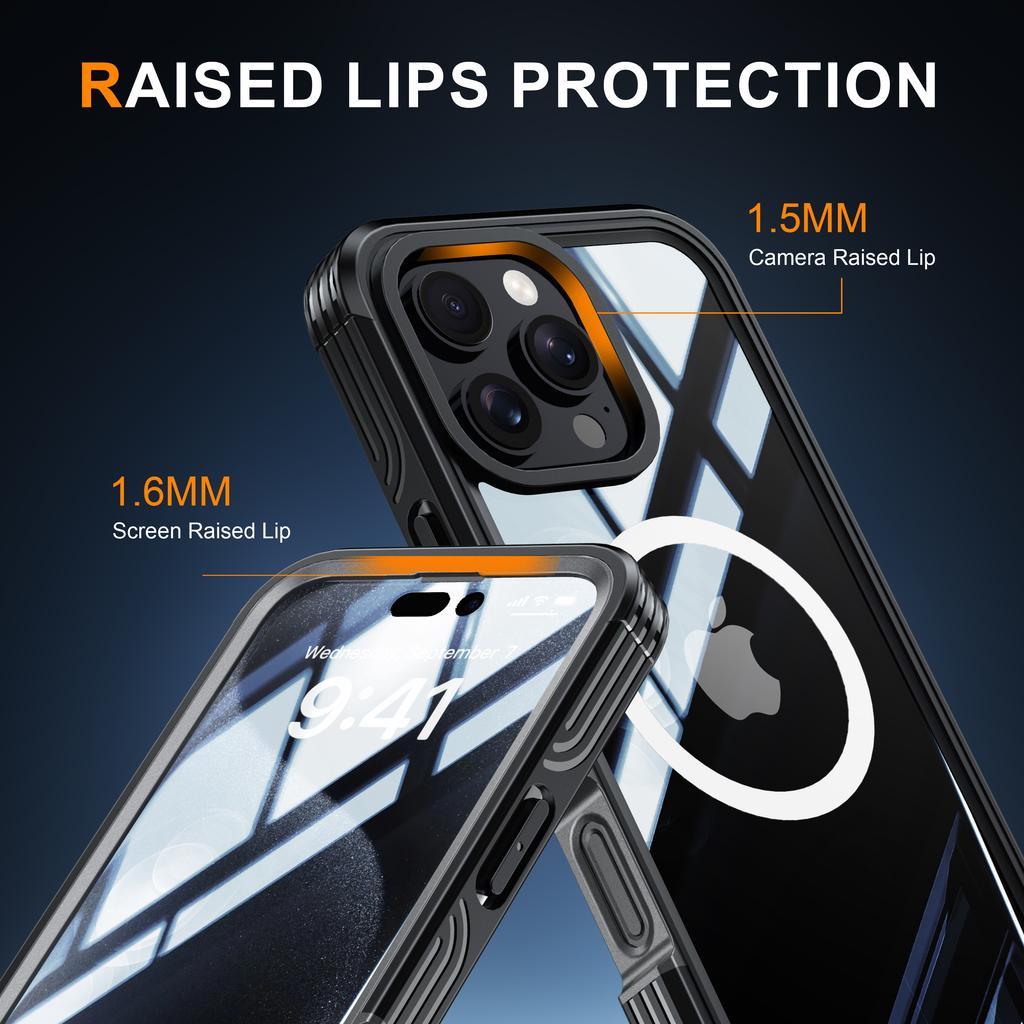 For iPhone 16 Pro Max Magnetic Case PC+TPU Shockproof Phone Cover with Screen Film