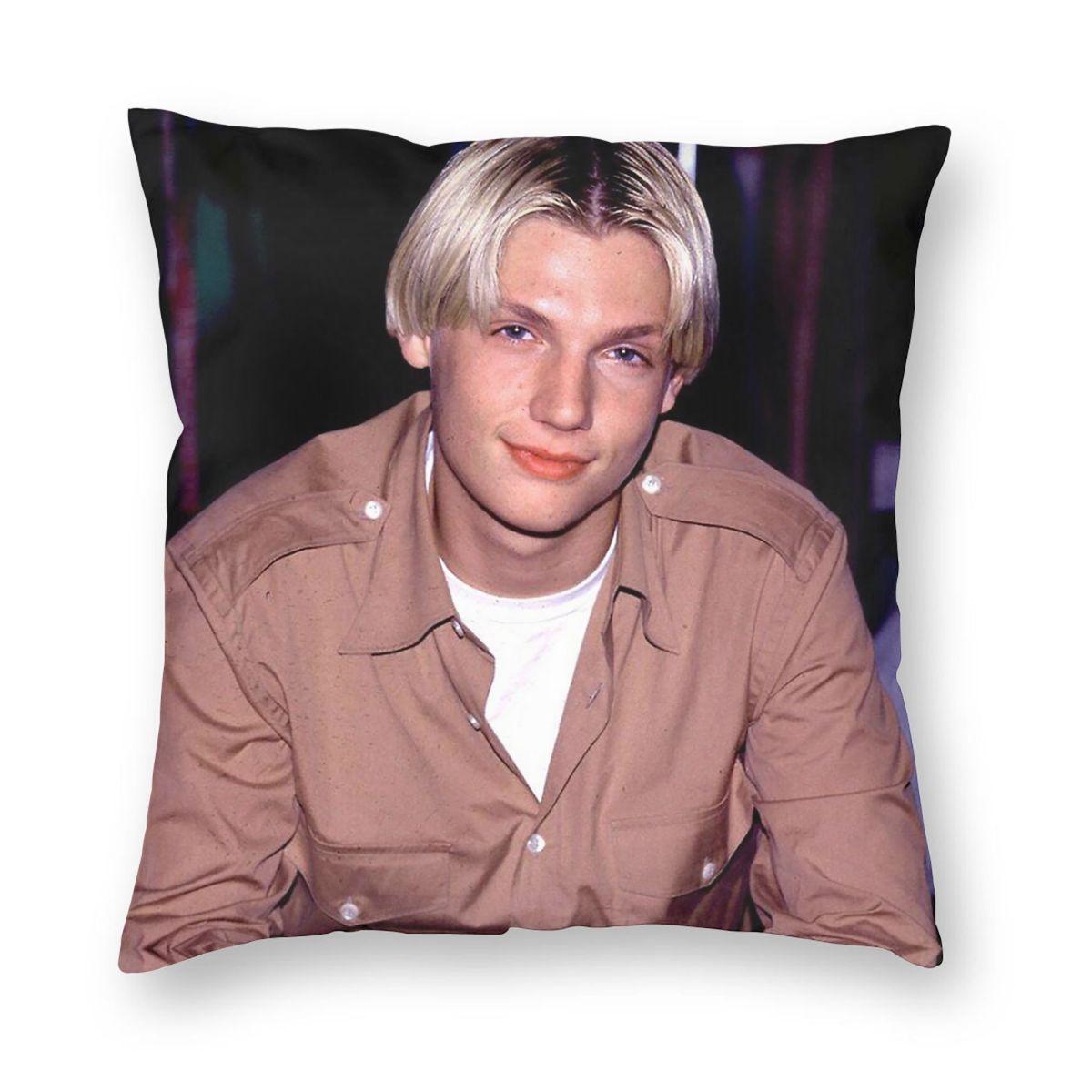 Backstreet Boys Nick Carter Poszewka na poduszkę Poliester Len Aksamit Drukowana Zamek Dekoracyjna Poszewka na poduszkę Pokrowiec na poduszkę do siedzenia na sofę Peach skin 18*18(CM)-1Pcs black