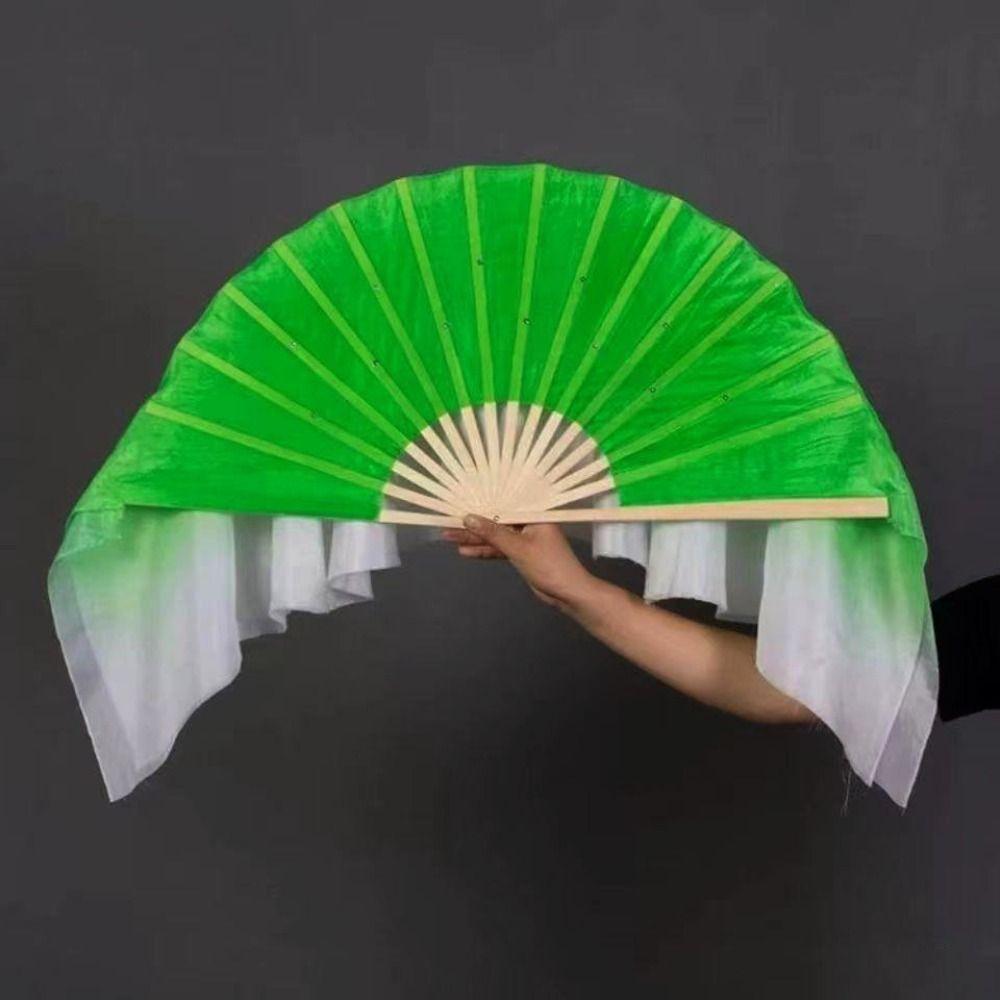 10cm Half Circle Silk Veil Chinese Short Bellydance Fan Hand Dye Adults Fan  Kid Women