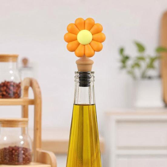 Sunflower Silicone Bottle Stopper, Creative Wine Seal for Home, Reusable Leakproof Cap for Beer Oil Bottle