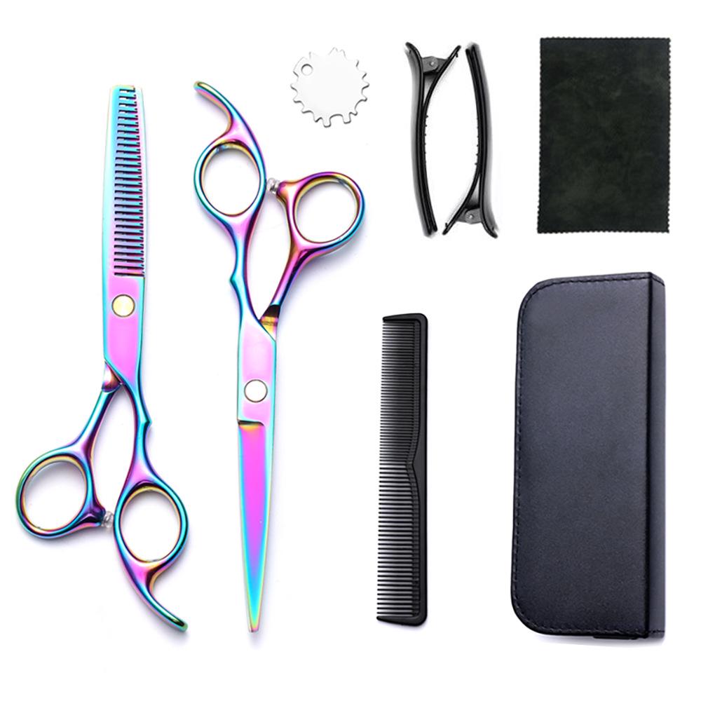 Hairdressing Scissors Set: Colored Straight-Tooth & Thinning Bangs Scissors for Professional Stylists