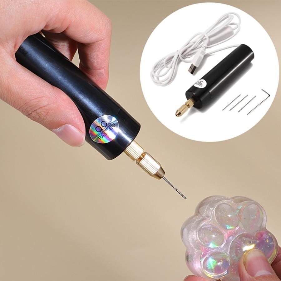 

Кристалл эпоксидной смолы DIY Мини электрическая электрическая USB маленькая электрическая дрель жемчуг ручной работы сверло отверстие ручка в форме электрическая шлифовальная машина чёрный
