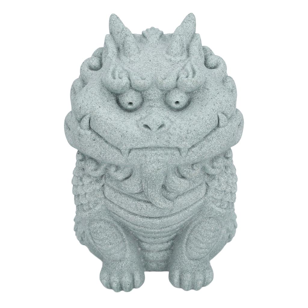 Stone Kylin Ornament Blue Sandstone Decorative Tea Pet Ornament for Fish Tank Tabletop Home Decor