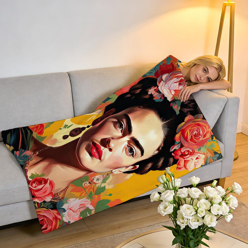 Coperta in Peluche Corto ad Alta Densità per Divano, Sonnellino, Stanza Condizionata, Morbida, Delicata sulla Pelle, Frida Kahlo