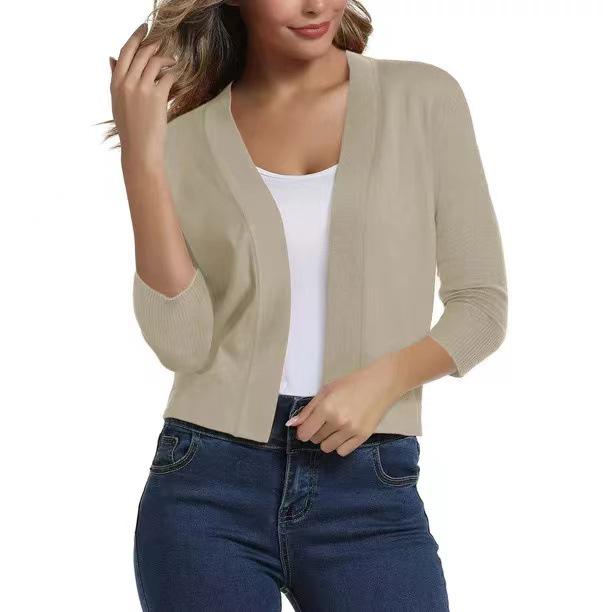 Versatile Women's Knit Cardigan Sweater - Simple, Short Jacket for Spring and Autumn