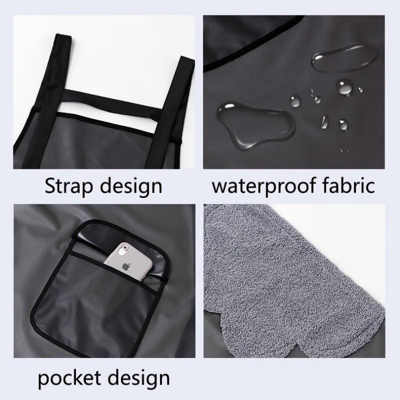 Waterproof Kitchen Apron Household PVC Oil Resistant Work Apron Transparent Black Dirt-Proof Cleaning Aprons