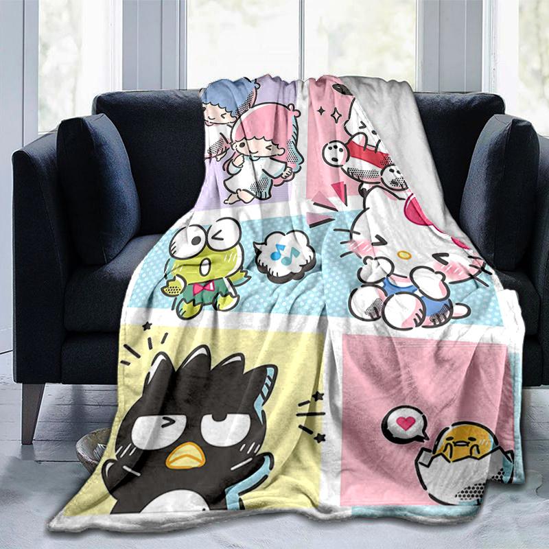 1pc Colorful Adventure with Music Hello Kitty Blanket, Home Decor, Gift Idea, Suitable for All Seasons,Living Room, Travel, Camping, Car Blankets, Bea