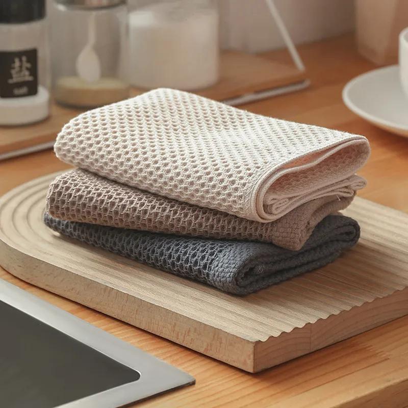 2 Pezzi 34*34cm Panno per Piatti in Cotone Asciugamano a Nido d'Ape Ultra Morbido Assorbente Asciugamano per le Mani Panno per Lavare Panno per la Pulizia della Cucina Domestica Strumento