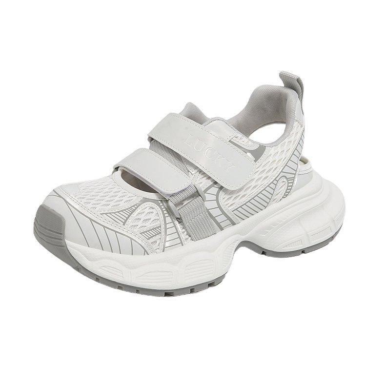 Velcro hollow breathable bag head sandals women's summer 2025 new thick-soled heightening casual sports dad shoes